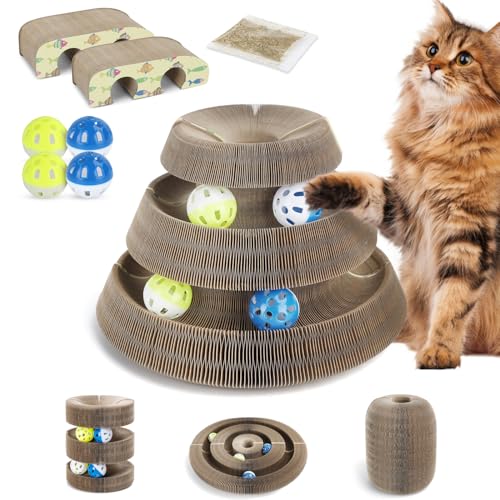 Nobleza - 2 Pack Magic Arch Bridge Katzenkratzbrett, 2-in-1 Cat Kratzbrett mit Glöckchen, Foldable Convenient Cat Scratcher Durable Recyclable, Katzenspielzeug Intelligenzspielzeug,18.9 * 5.6 * 7.2CM von Nobleza