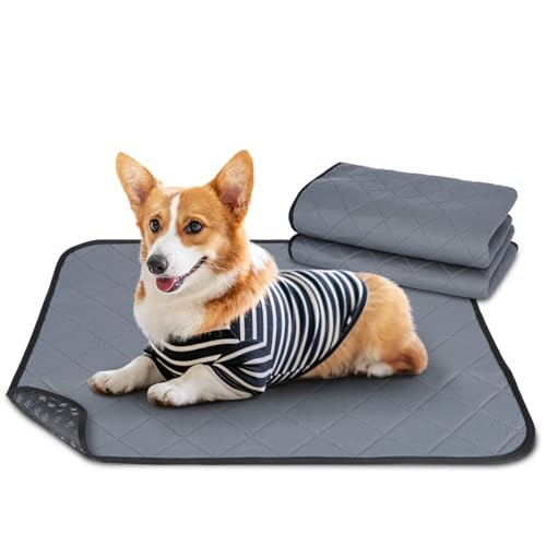 Nobleza 2 Stück Welpenunterlagen Waschbar, 90 x 80 cm Wiederverwendbare Matten für Hunde, Schnell Absorbierend Puppy Training Pads für Sofa und Boden, Grau von Nobleza