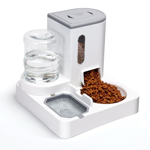 Nobleza 2-in-1 Automatischer Futterspender Katze, Hunde, 2,2 L Futterspender, 1 L Wasserspender für Hunde, Katzen, kleine und Mittelgroße Haustiere (Grau) von Nobleza