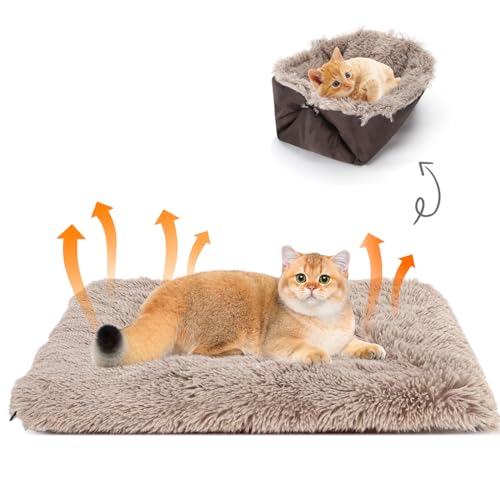 Nobleza 2 in 1 Katzenbett, Faltbar Welpenbett Katzenkissen, Katzenbett Flauschig und Weich, Katzenbett Waschbar Rutschfestes, Katzenkörbchen für Katzen und Kleine Hunde, 60cm x 50cm (Braun) von Nobleza