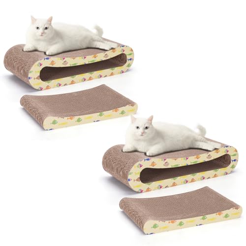 Nobleza 2 x Katze Kratzbrett Kratzpappe für Katzen 2 in 1, Katzenkratzer mit Katzenminze, Recycelbar Qualitäts-Pappe Kratzpad,Kratzpads Beidseitig Erhältlich von Nobleza