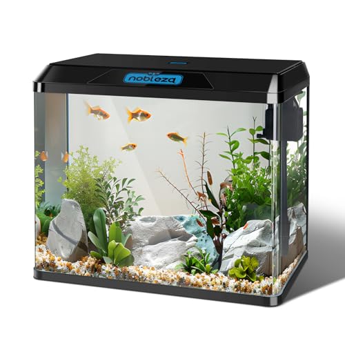 Nobleza - 54L Mini Aquarium Komplettset, Nano Aquarium Stabiles Einsteigerbecken mit LED-Beleuchtung und Eingebautem Filtersystem, Schwarz von Nobleza