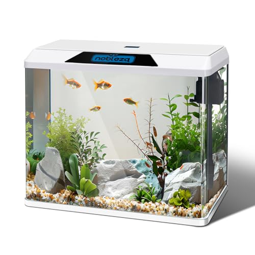 Nobleza - 54L Mini Aquarium Komplettset, Nano Aquarium Stabiles Einsteigerbecken mit LED-Beleuchtung und Eingebautem Filtersystem, Weiß von Nobleza