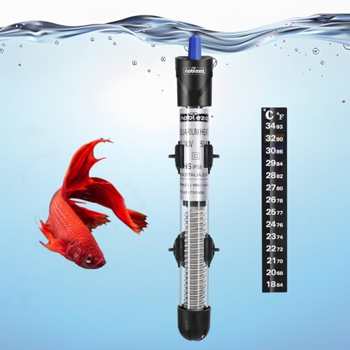 Nobleza – Aquarium Heizung 30-100L 100 W, Tauch-Aquarium-Heizer mit Thermostat, Aquarium-Heizung, Sicherheits-Quarz-Tankheizung (18–32 °C) von Nobleza