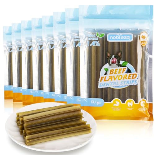 Nobleza Dental Sticks Hund, Kaustangen Hund mit Rindgeschmack，Daily Oral Care Zahnpflegesnack, Hundesnack zur Reduzierung von Zahnstein & Zahnbelag, Langes Kauen Effektiv, Groß, 8 x 137 g von Nobleza