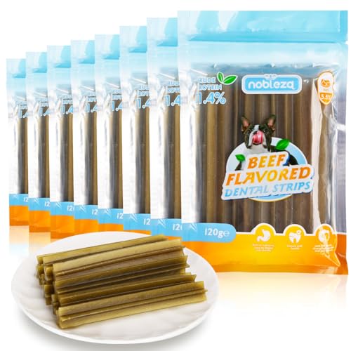 Nobleza Dental Sticks Hund, Kaustangen Hund mit Rindgeschmack，Daily Oral Care Zahnpflegesnack, Hundesnack zur Reduzierung von Zahnstein & Zahnbelag, Langes Kauen Effektiv, Mittelgroß, 8 x 120 g von Nobleza