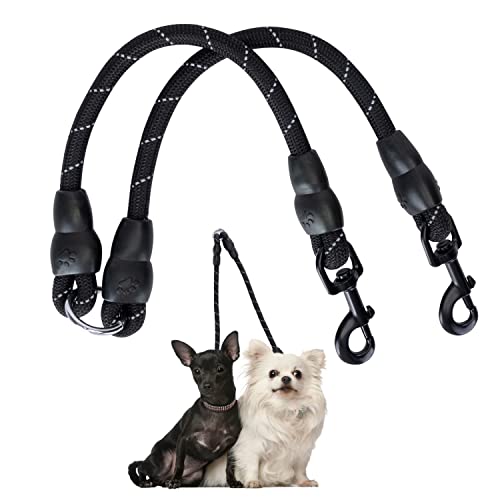 Nobleza Doppelleine Hundeleine für 2 Hunde, Verstellbare Hundeleine mit Reflektierend Flexible Doppelte Leinen für Zwei Hunde(Schwarz) 40cm von Nobleza