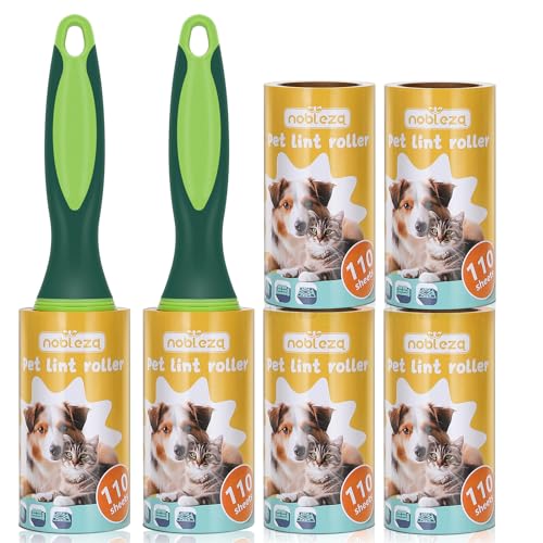 Nobleza Fusselrolle 660 Blatt, 6 Rollen mit 2 Abroller, Extra Klebrige Fusselrolle Kleidung, Fusselroller für Kleidung, Hundehaare, Katzenhaare, Tierhaare, Staub von Nobleza