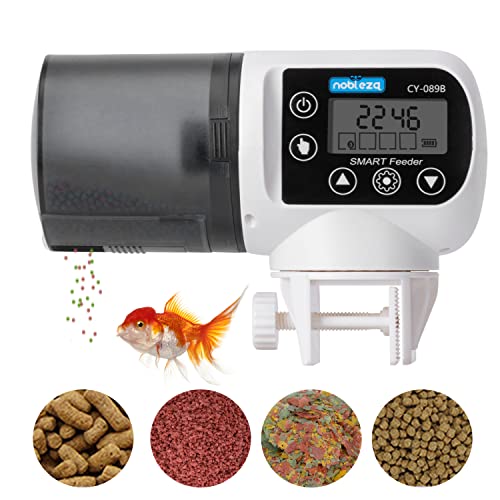 Nobleza - Futterautomat Aquarium Zubehoer Fische Futterspender 200ml Große Kapazität Fischfutter bis zu 4 Mal am Tag mit Zeitschaltuhr LCD Display für Urlaub Teich Goldfische Tank von Nobleza