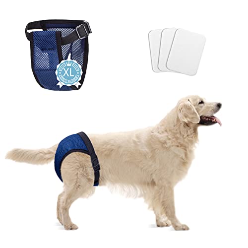 Nobleza Hund Windeln, Waschbar Schutzhose mit 3 Damenbinde, Hundehosen Hündin Läufigkeit, Wiederverwendbare Binde Höschen für Hündinnen, 1 St. Taille 50-59 cm, XL von Nobleza