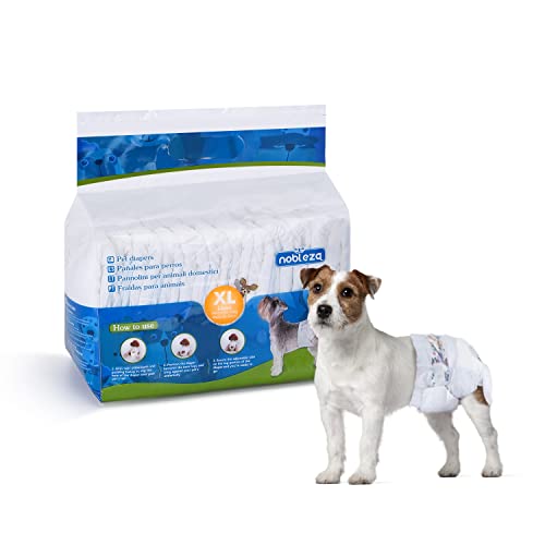 Nobleza Hund Windeln Einweg Weiblich Welpen Training Windeln Super Absorbent Pet Wraps 12 Pack, Größe XL von Nobleza