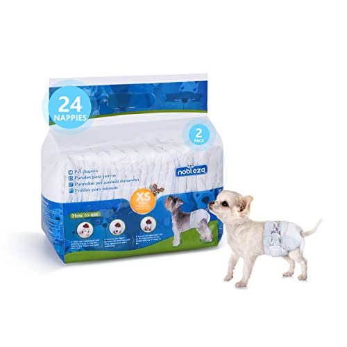 Nobleza Hund Windeln Einweg Weiblich Welpen Training Windeln Super Absorbent Pet Wraps 24 Pack Taille 18-30 cm, XS von Nobleza