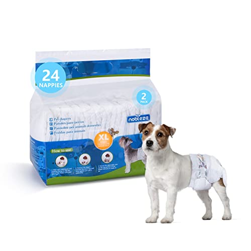 Nobleza Hund Windeln Einweg Weiblich Welpen Training Windeln Super Absorbent Pet Wraps 24 Pack Taille 34-54 cm, XL von Nobleza