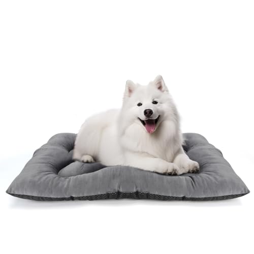 Nobleza Hundebett Grosse Hunde, Hundekissen Flauschig, rutschfeste, Hundematte Waschbar fur Große Hunde, Hundematratze Atmungsaktiv, 100x66x13cm, Grau von Nobleza