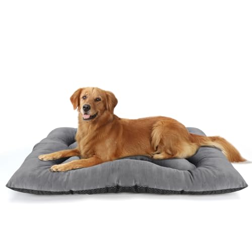 Nobleza Hundebett Grosse Hunde, Hundekissen Flauschig, rutschfeste, Hundematte Waschbar fur Große Hunde, Hundematratze Atmungsaktiv, 130x100x13cm, Grau von Nobleza