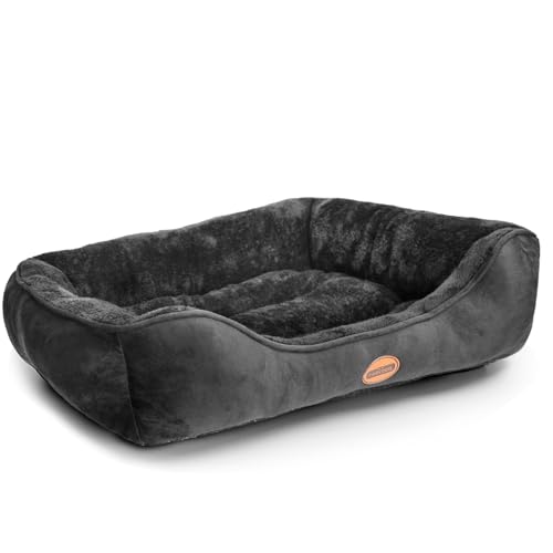 Nobleza Hundebett Grosse Hunde, Hundekorb Rutschfestes, Superweicher Faserfüllung, Hundebett Waschbar für Kleine und Mittelgroße Hunde und Katzen, Schwarz, 87x77cm von Nobleza