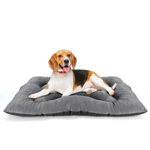 Nobleza Hundebett Mittelgroße Hunde, Hundekissen Flauschig, rutschfeste, Hundematte Waschbar fur Große Hunde, Hundematratze Atmungsaktiv, 80x50x12cm, Grau von Nobleza