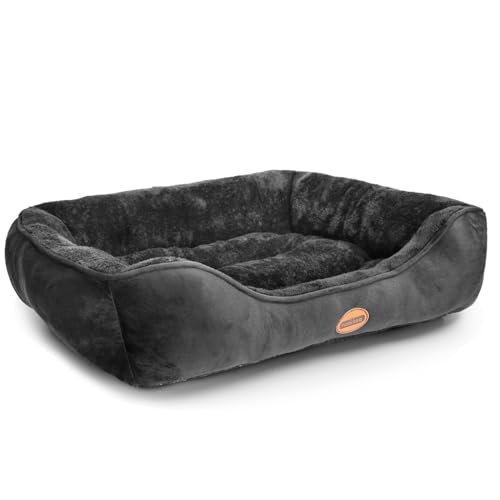 Nobleza Hundebett Mittelgroße Hunde, Hundekorb Rutschfestes, Superweicher Faserfüllung, Hundebett Waschbar für Kleine und Mittelgroße Hunde und Katzen, Schwarz, 77x67cm von Nobleza