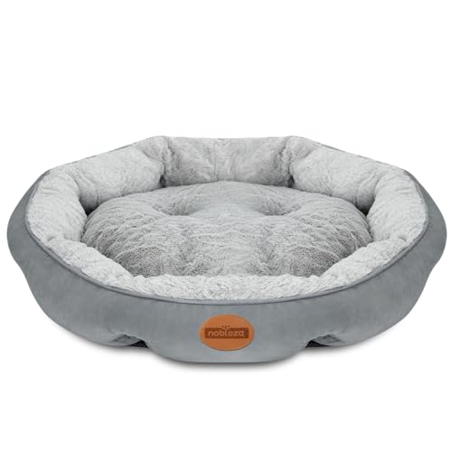 Nobleza Hundebett für Grosse Hunde, Hundekorb Waschbar, Hunde Katzen Bett Flauschig Superweiches, Hundekissen Donut Rund, mit Rutschfestem Boden, Grau, Ø80 x 18 cm von Nobleza