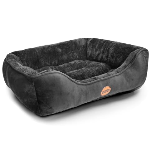 Nobleza Hundebett für Hunde, Hundebett Kleine Hunde, Hundekorb Rutschfestes, Superweicher Faserfüllung, Hundebett Waschbar für Mittelgroße Hunde und Katzen, Schwarz, 67x57cm von Nobleza