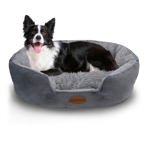 Nobleza Hundebett für Mittlere Hunde, 63x53cm Hundesofa, Waschbar rutschfest Hundekorb, Polsterung in der Mitte herausnehmbar für Hunde und Katzen, M, Grau von Nobleza