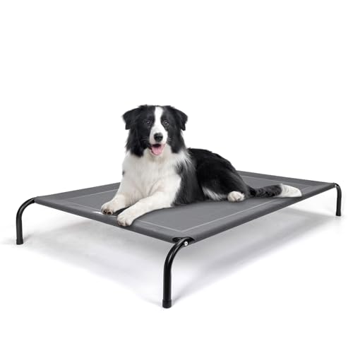 Nobleza Hundeliege Outdoor, Erhöhtes Hundebett Hunde, für Draußen Camping, Kühlendes Erhöhtes Hund Haustierbett, Haustierliege Waschbar und Robuster, Grau, L, 124x90x20CM von Nobleza