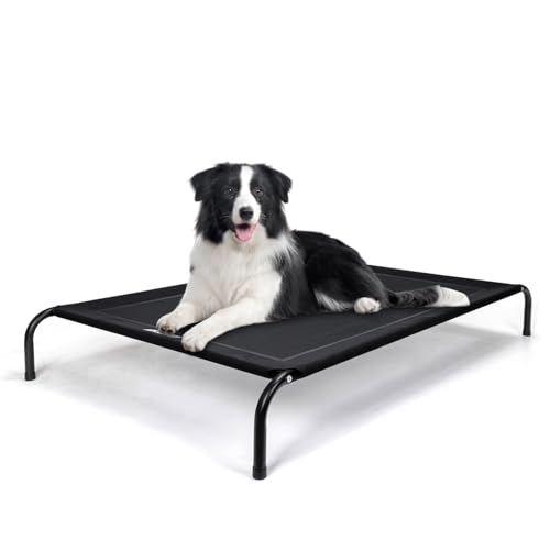 Nobleza Hundeliege Outdoor, Erhöhtes Hundebett Hunde, für Draußen Camping, Kühlendes Erhöhtes Hund Haustierbett, Haustierliege Waschbar und Robuster, Schwarz, L, 124x90x20CM von Nobleza