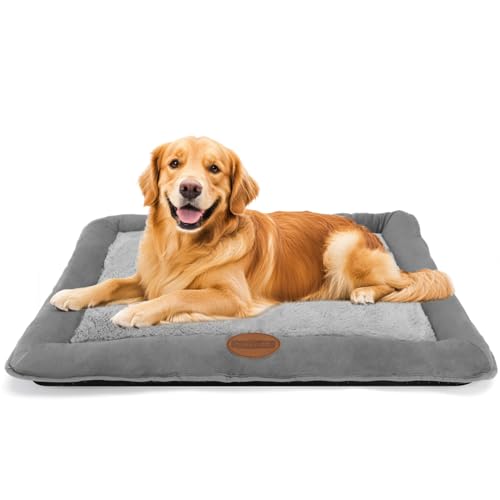 Nobleza Hundematte für Grosse Hunde, Waschbar Hundebett, Flauschige Superweiche Hundekissen, rutschfeste Hundematratze, Grau, 112 x 88 x 9 cm von Nobleza