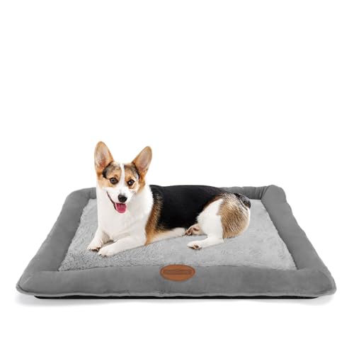 Nobleza Hundematte für Mittelgroße Hunde und Katzen, Waschbar Hundebett, Flauschige Superweiche Hundekissen, rutschfeste Hundematratze, Grau, 75 x 57 x 9 cm von Nobleza