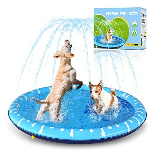 Nobleza Wasserpolster, Hundepool, D140cm/55in Planschbecken für Große & Kleine Hunde, 0.55mm Verdickt Anti-Rutsch Sprinkler Matte Hund Faltbarer Splash Pad für Sommer, Garten, DraußEn von Nobleza