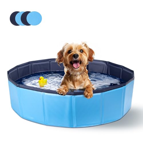 Nobleza Hundepool für Große & Kleine Hunde, Faltbarer Hunde Planschbecken, Stabile Hundebadewanne, Swimmingpool für Katzen, 80 * 20cm, S, Blau von Nobleza