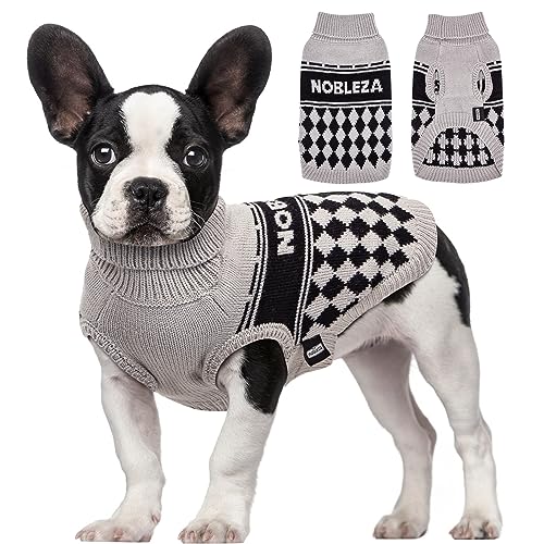 Nobleza - Hundepullover Kleine Hunde, Winter Klassischer Rollkragen Hundepullover Welpenkleidung, Weicher und Warmer Hundepullover, Hundekleidung Für Kleine Hunde und Katzen (Grau, L) von Nobleza