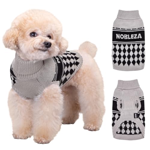 Nobleza - Hundepullover Kleine Hunde, Winter Klassischer Rollkragen Hundepullover Welpenkleidung, Weicher und Warmer Hundepullover, Hundekleidung Für Kleine Hunde und Katzen (Grau, S) von Nobleza