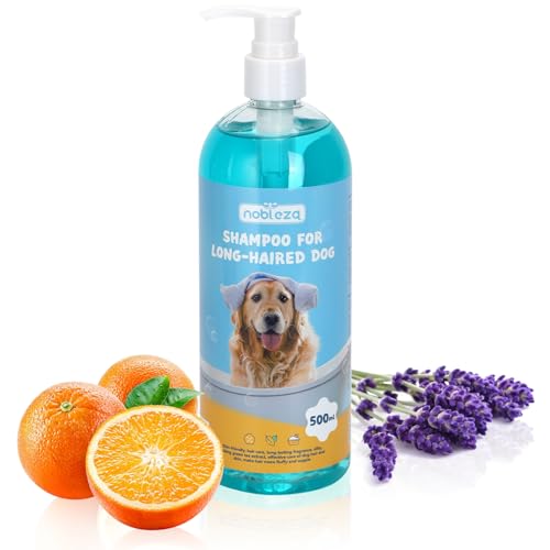 Nobleza Hundeshampoo Langhaar mit Camellia Sinernsis Extrakt,Pflege für Fell & Haut,bessere Kämmbarkeit,Shampoo für Hunde und Katze Sensitiv gegen Juckreiz，Hundeshampoo gegen Geruch (500ml) von Nobleza