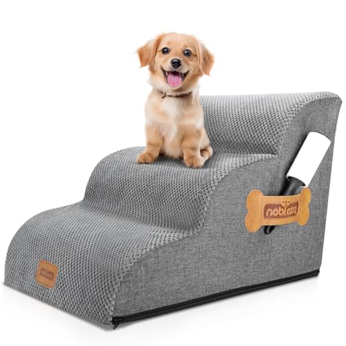 Nobleza Hundetreppe für Kleine Hunde, 3 Stufen Hundetreppe Schwamm Hunderampe Haustiertreppe für Hunde mit Fusselrolle, Katzentreppe und Hunde treppe für Bett Sofa von Nobleza