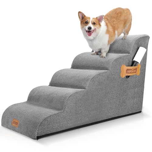 Nobleza Hundetreppe für Kleine Hunde, 5 Stufen Hundetreppe Schwamm Hunderampe Haustiertreppe für Hunde mit Fusselrolle, Katzentreppe und Hunde treppe für Bett Sofa von Nobleza