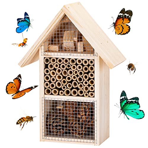 Nobleza - Insektenhotel aus Holz, Bienenhaus aus Massiv-Holz für Bienen, Marienkäfer & Florfliegen, Nisthilfe und Schutz für Nützlinge, Premium Insektenhaus, Größe M – 19,5 x 10 x 27 cm von Nobleza