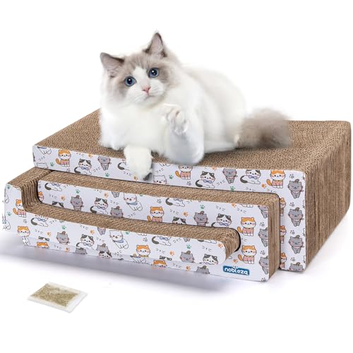 Nobleza Katze Kratzbrett Kratzpappe für Katzen 3 in 1, Katzenkratzer mit Katzenminze, Recycelbar Qualitäts-Pappe Kratzpad,Kratzpads Beidseitig Erhältlich 43 * 24 * 15cm von Nobleza