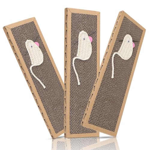 Nobleza Katzen Kratzbrett mit Minze, Wellpappe Kratzmatten, Recycelbar Qualitäts-Pappe Kratzpad,Kratzpads Beidseitig Erhältlich, 38 * 12.5 * 1.8CM von Nobleza