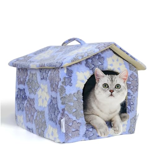 Nobleza Katzenhaus für Katzen Hunde L42*W39*H33cm S, Katzenhöhle Katzenbett Winterfest mit Herausnehmbarer Matratze weich und warm für Hundekatze von Nobleza