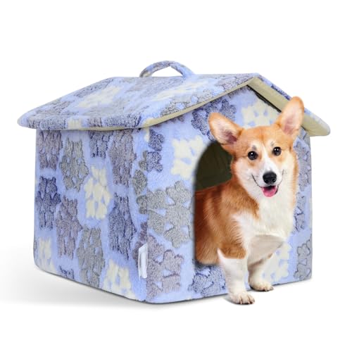 Nobleza Katzenhaus für Katzen Hunde L53*W50*H43CM (L), Katzenhöhle Katzenbett Winterfest mit Herausnehmbarer Matratze weich und warm für Hundekatze von Nobleza