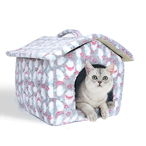 Nobleza Katzenhaus für Katzen Hunde L53*W50*H43cm, Katzenhöhle Katzenbett Winterfest mit Herausnehmbarer Matratze weich und warm für Hundekatze von Nobleza