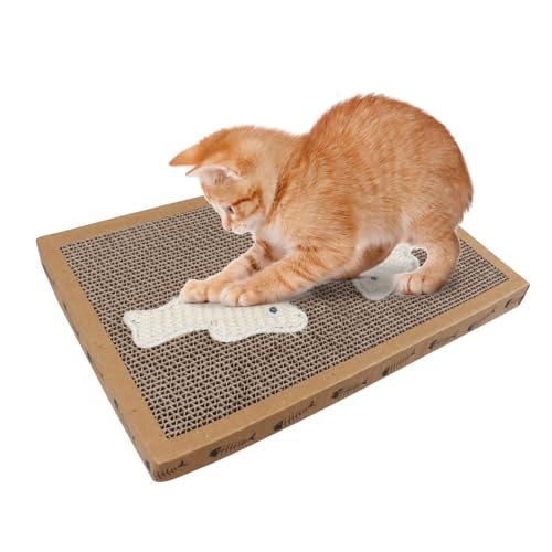 Nobleza - Kratzbrett für Katzen mit Sisal Spiel Kätzchenkratzer Wellpappe mit kostenloser Katzenminze， 38.2 * 24.5 * 4cm von Nobleza