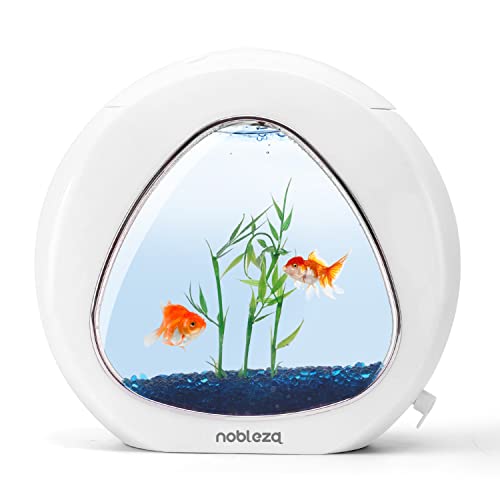 Nobleza - Nano Fischtank-Aquarium mit integrierten LED-Leuchten & Wasserpumpe, Tropische Aquarien, 4 Liter, weiß von Nobleza