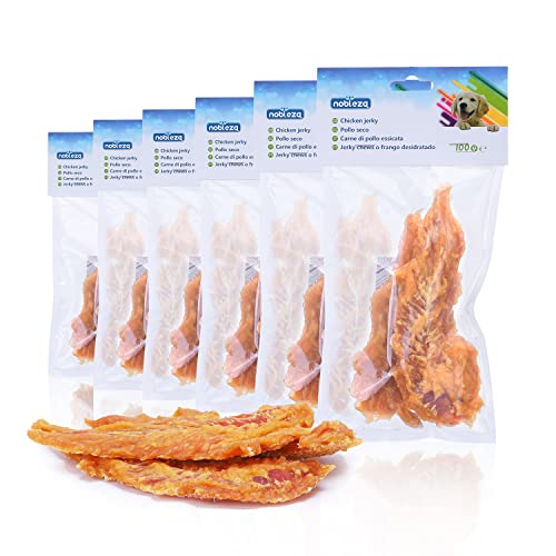 Nobleza - Natürlicher Hundesnack, Premium Kaubare Getrocknete Hähnchenbrust, Proteinreiche Hundeleckerli Kleine Hunde, Snacks für das Welpentraining, 6 Packungen, 600g von Nobleza