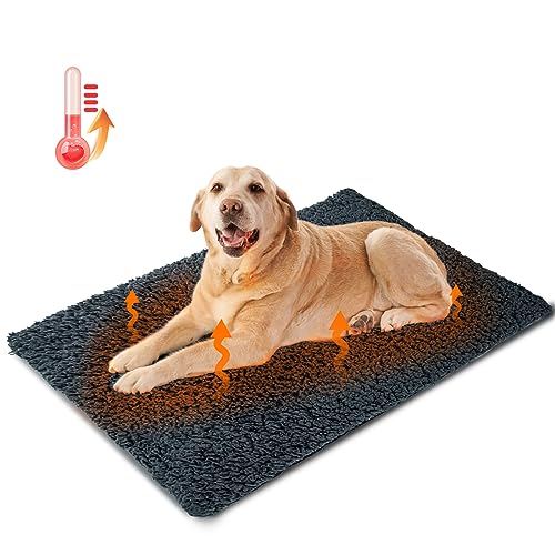 Nobleza Selbstheizende Decke für Hunde & Katzen, Haustiere Wärmematte Winter, Waschbar Wärmedecke Hund, Selbstwärmende Hundematte Flauschig Warme, Thermodecke Hund rutschfest, Grau, 115x70cm von Nobleza