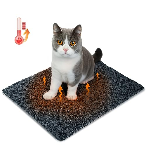 Nobleza Selbstheizende Decke für Hunde & Katzen, Haustiere Wärmematte Winter, Waschbar Wärmedecke Hund, Selbstwärmende Hundematte Flauschig Warme, Thermodecke Hund rutschfest, Grau, 40x50cm von Nobleza