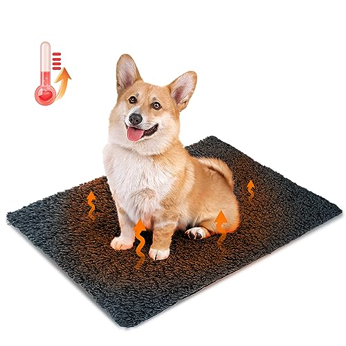 Nobleza Selbstheizende Decke für Hunde & Katzen， Haustiere Wärmematte Winter, Waschbar Wärmedecke Hund, Selbstwärmende Hundematte Flauschig Warme, Thermodecke Hund rutschfest, Grau, 70x50cm von Nobleza