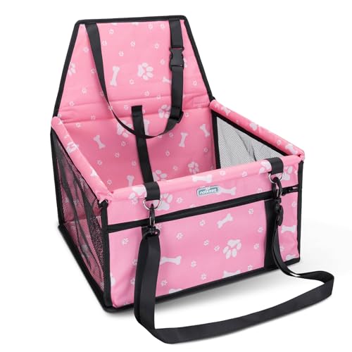 Nobleza - Stabiler Hunde Autositz, Hochwertiger Auto Hundesitz für Kleine bis Mittlere Hunde, Stabiles & Wasserfestes Material, Hunde Autositz für Rückbank faltbar, Rosa (40 * 34 * 25cm) von Nobleza