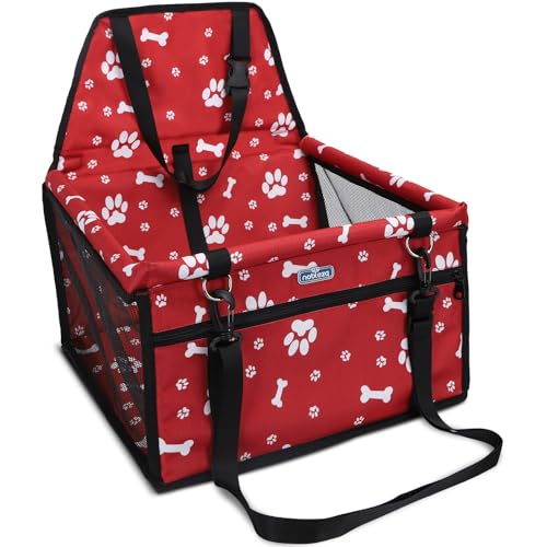 Nobleza - Stabiler Hunde Autositz, Hochwertiger Auto Hundesitz für Kleine bis Mittlere Hunde, Stabiles & Wasserfestes Material, Hunde Autositz für Rückbank faltbar, Rot (40 * 34 * 25cm) von Nobleza